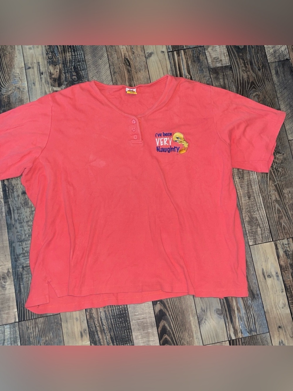 Warner Bros. Girls Coral Short Sleeve Top with Tweety Embroidery